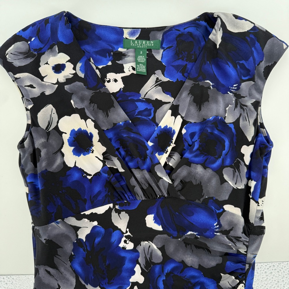 Lauren Ralph Lauren Womens Dress Floral Sleeveless Sheath Midi V-Neck Size 2